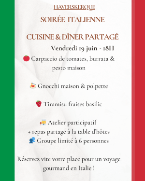 soirée italienne, vendredi 19 juin, 18h