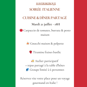 soirée italienne, mardi 21 juillet, 18h