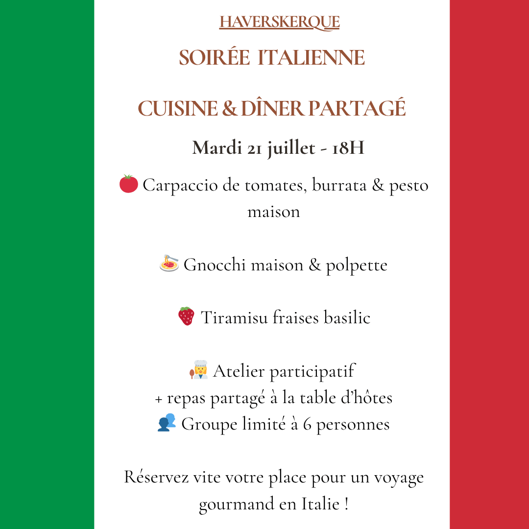 soirée italienne, mardi 21 juillet, 18h